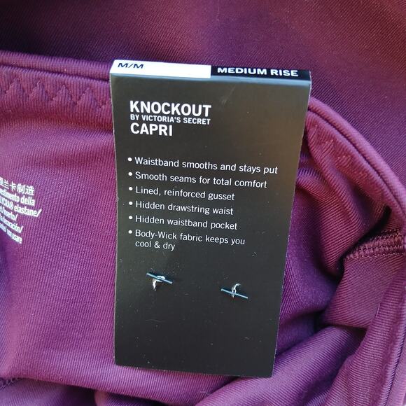 Victoria Sport Knockout Pocket Capri Leggings M plum purple VSD activewear - Picture 6 of 12